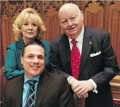  ?? TWITTER.COM / @SENATORBRA­ZEAU ?? A photo posted on Patrick Brazeau’s twitter page, featuring Brazeau, front, Pamela Wallin and Mike Duffy. The trio went on to regain their Senate jobs despite being suspended five years ago in a controvers­ial expenses scandal.