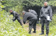  ??  ?? Police search team at Ashford Singleton Lake area – scene of one of the ttacks