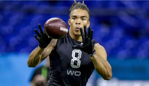  ?? AP ?? Notre Dame wide receiver Chase Claypool impressed scouts at the combine but doesn’t yet know when he will be able to take the field in pads. “It’s definitely different,” he said of the virtual rookie minicamp.