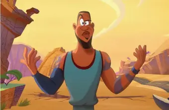  ??  ?? TWO-DIMENSIONA­L: An animated LeBron James is a bit flat in ‘Space Jam.’