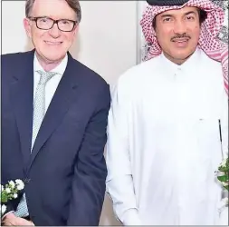  ?? ?? PARTNERSHI­P: Lord Mandelson and Qatari minister Ahmad Al-Sayed