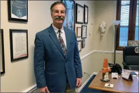  ?? (AP/David A. Lieb) ?? Republican Missouri state Sen. Mike Moon speaks in February 2022 at his Capitol office in Jefferson City, Mo.