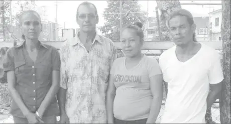  ??  ?? The four Amatuk residents brought to Georgetown for questionin­g in relation to mining activity around the Kaieteur National Park. From left: Judy Quinn, Errol Jeffrey, Pamela John and Slade Jeffrey.