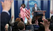  ?? SUSAN WALSH — THE ASSOCIATED PRESS ?? White House press secretary Karine Jean-Pierre, left, calls on a reporter during a briefing with National Security Council spokesman John Kirby right, at the White House in Washington, Friday, Feb. 10, 2023.