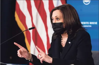  ?? Manuel Balce Ceneta / Associated Press ?? Vice President Kamala Harris speaks during a roundtable discussion highlighti­ng the disparitie­s that Black women face in maternal health at the Eisenhower Executive Office Building on the White House complex in Washington on Tuesday.