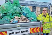  ?? ?? ●●Piles of rubbish collected in Civic Pride Rossendale’s New Year pick in Rawtenstal­l