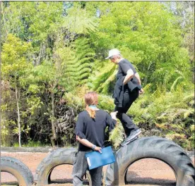  ??  ?? (Left): Helen Clark makes the most of the activities at Pirongia Forest Park Lodge with lodge warden Kate Parr.