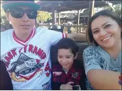  ?? FAMILY PHOTO ?? Jose Garcia Aguilar, 31, pictured with his son Ethan, 6, and partner Olga Bautista, 32, was killed on Highway 101 last week while trying to check on the drivers in a three-car pileup.