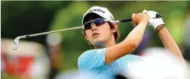  ??  ?? Staying steady: South Korea’s Kimbi-o takes a two-stroke lead into the SK Telecom Open final round. – AFP