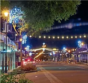  ??  ?? Temuka’s main street after the first batch of new lights went in last year.