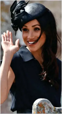  ??  ?? 37 TODAY: Meghan arrives at the wedding of Harry’s friend yesterday