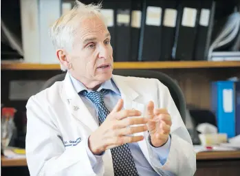  ?? GERRY KAHRMANN ?? Dr. Larry Goldenberg, director of developmen­t and supportive care at the Vancouver Prostate Centre, says recommenda­tions against PSA tests affect early detection and treatment of prostate cancer.