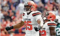  ?? David Richard / Associated Press ?? After recovering from a high ankle sprain, Browns defensive end Myles Garrett is just beginning to find his NFL groove.