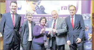  ??  ?? HELPING HAND FOR A PIONEERING PROJECT: John Tillotson, Dr Sally East, Leonor Stjepic, John Briggs and John Abbey