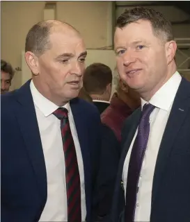  ??  ?? Paul Kehoe and Malcolm Byrne reflect on a dramatic Monday at the count centre in Wexford.