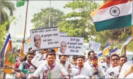  ?? PTI ?? Maharashtr­a Navnirman Sena supporters take out a rally in Navi Mumbai on Sunday to protest against the death sentence awarded to former Indian Navy officer Kulbhushan Jadhav by a Pakistani court.