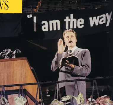  ?? GJON MILI/THE LIFE PICTURE COLLECTION/GETTY IMAGES ?? Evangelist Billy Graham, seen preaching at New York’s Madison Square Garden, was a key religious figure in the U.S.