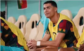  ?? Photograph: Florencia Tan Jun/SPP/Shuttersto­ck ?? Cristiano Ronaldo prepares to watch a young upstart trample all over his World Cup hopes and dreams.