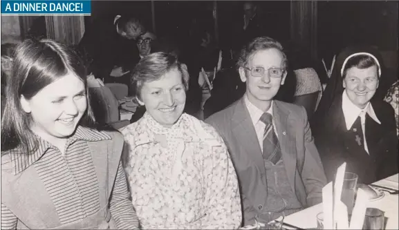  ??  ?? Pioneer Total Abstinence Associatio­n Dinner Dance in the late 1970s: Barbara-Anne Murphy, Bridie Larrissey, Tommy Larrissey and Sr Rita Scallan, FCJ.