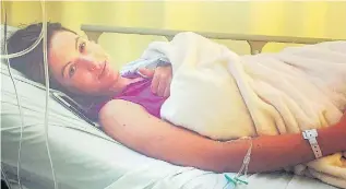  ??  ?? Stricken Charlie in a Rio hospital bed after contractin­g malaria during her bike ride