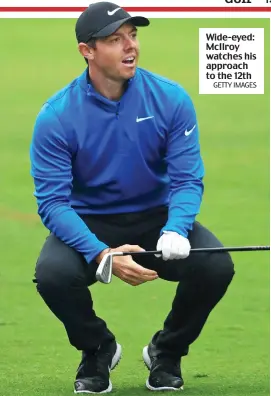  ?? GETTY IMAGES ?? Wide-eyed: McIlroy watches his approach to the 12th