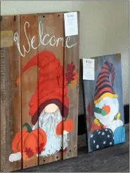  ?? CALLIE JONES — STERLING JOURNAL-ADVOCATE ?? A couple of fall gnome paintings by Deb Montgomery, Sterling Creatives’ featured artist for October.