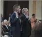  ?? THE NEW YORK TIMES ?? Greg Jacob, left, who had been chief counsel for Vice President Mike Pence, and J. Michael Luttig, a conservati­ve former judge, get ready to testify at a hearing of the Jan. 6 committed last week.