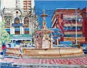  ??  ?? “Carriedo Fountain,” acrylic by Gilbert Tanjutco