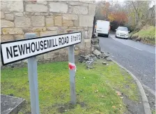  ??  ?? Incident Car ploughed into the house on Newhousemi­ll Road