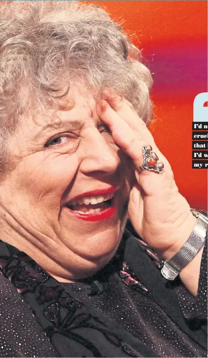  ?? ?? ● Actress Miriam Margolyes guests on The Graham Norton Show