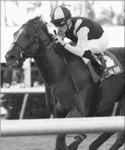  ?? KENNY MARTIN/COGLIANESE PHOTOS ?? Sadler’s Joy enters the Pan American Stakes off this March 3 win under Julien Leparoux in the Grade 2 Mac Diarmida.