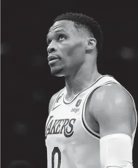  ?? Lynne Sladky/associated Press ?? Guard Russell Westbrook isn’t wearing a Lakers uniform any longer, but he’s back in Los Angeles after signing with the Clippers.