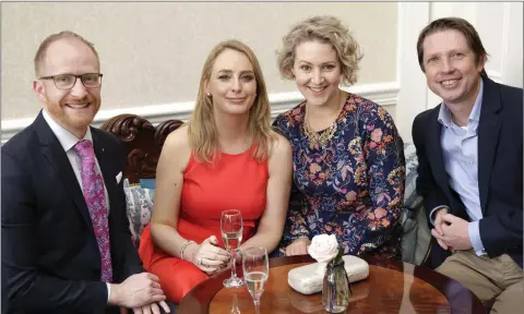  ??  ?? Andrew Ramsey, Andrew Koning, Jessica Ramsey and Daivd Koning enjoying the Curtlestow­n National School dinner dance at the Summerhill Hotel.