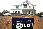  ?? MATT ROURKE / AP ?? A home under constructi­on marked as “SOLD” at a developmen­t on April 28, 2023 in Eagleville, Pa.