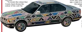  ??  ?? DESIGN: The car Mahlangu painted for BMW in 1991, left, and, right, the shoes she designed for Swedish firm Eytys