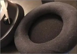  ??  ?? The ear cups are made of Alcantara microfibre and a microvelou­r. Suprisingl­y, the material doesn’t make your ears and head sweat profusely after long listening sessions.