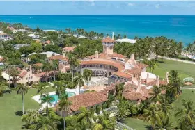  ?? ?? An aerial view of former President Donald Trump’s Mar-a-Lago club in Palm Beach, Fla., on Aug. 31, 2022. The Justice Department issued a subpoena for the return of classified documents that Trump had refused to give back, then obtained a warrant and seized more than 100 documents during a dramatic August search of his Florida estate, Mar-a-Lago. (AP Photo/Steve Helber, File)