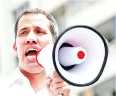  ?? — Reuters photo ?? Guaido speaks as he attends a rally against Maduro’s government in Caracas.