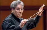  ?? ?? Sul podio Antonio Pappano, 61 anni, dal 2005 è direttore musicale dell’Orchestra dell’Accademia Nazionale di Santa Cecilia