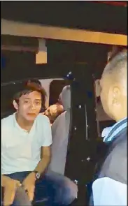  ??  ?? Marlon Pascual asks Dario Guillermo de Leon for help for his father who reportedly shot himself in Makati City before dawn yesterday. Images taken from a video posted by De Leon on Facebook.