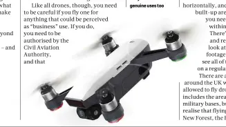  ??  ?? BELOW The DJI Spark is small and great fun to fly – but it has some genuine uses too