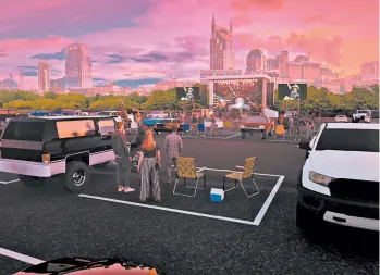  ?? LIVE NATION ?? This artist rendering shows the setup for Live Nation’s first-ever “Live From the Drive-In” concert series, which is scheduled for July 10 to 12 in three cities.