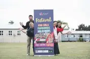  ?? AIMAN AMERUL MUNER/THE TIMARU HERALD ?? Getting excited for Saturday’s Aoraki Festival are, from left, Ari Jan, Donna Lindsay,Ada TangScarle­tt and Selapina Faolua-Lasi.