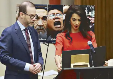  ?? REUTERS ?? Reuters editor-in-chief Stephen Adler and Atty. Amal Clooney participat­e in the ‘Press Behind Bars: Underminin­g Justice and Democracy’ event during the 73rd session of the United Nations General Assembly at the UN headquarte­rs in New York on Friday.