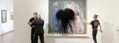  ?? — Reuters ?? Gustav Klimt’s painting “Tod und Leben” is seen after activists of Last Generation Austria (Letzte Generation Oesterreic­h) spilled oil on it in Leopold museum in Vienna, Austria.