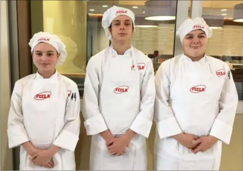  ?? SUBMITTED ?? Culinary team from left: Briana Fantauzzi (Clearview); Owen Polly (Clearview); Sierra Baker (Clearview)