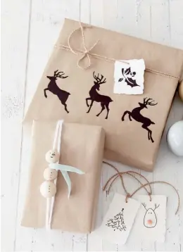  ?? PHOTO: BELINDA MERRIE ?? Delve into your craft cupboard and come up with your own Christmas wrap.