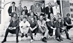  ??  ?? The Radio 1 team when the station was launched in 1967, including Blackburn, back row far left, and today, below