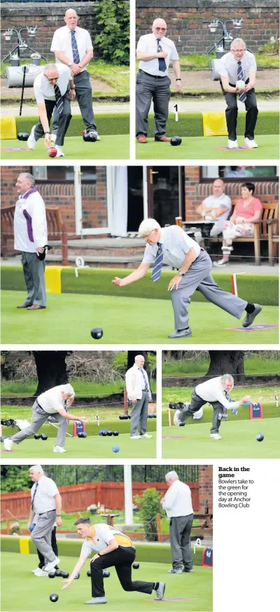  ??  ?? Back in the game
Bowlers take to the green for the opening day at Anchor Bowling Club