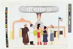  ?? COURTESY OF THE ALBUQUERQU­E MUSEUM ?? Justino Herrera, Cochiti Pueblo, “That Is No Longer Our Smoke Sign,” 1950s watercolor and pencil on paper board.